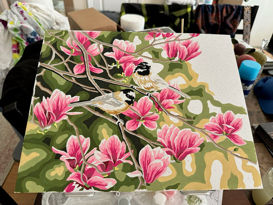 Customer Feature - Dimensions Chickadees & Magnolias Paint by Number Kit!