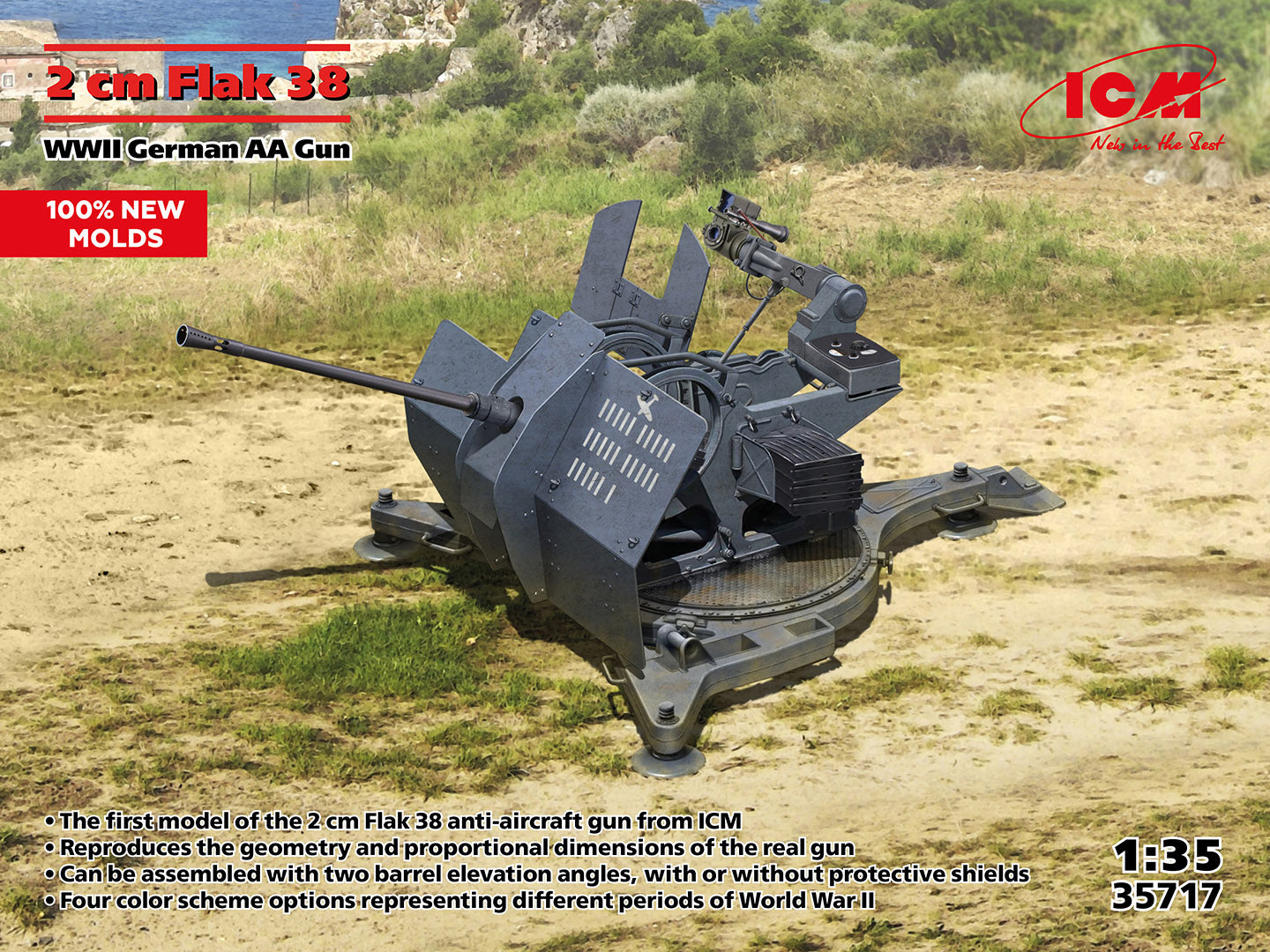 ICM 1/35 Flak 38 WWII German AA Gun (100% new molds)