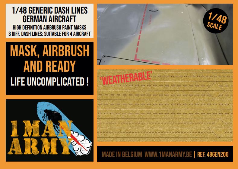 1ManArmy 1/48 Generic Dash Lines for German Aircraft Airbrush Paint Masks