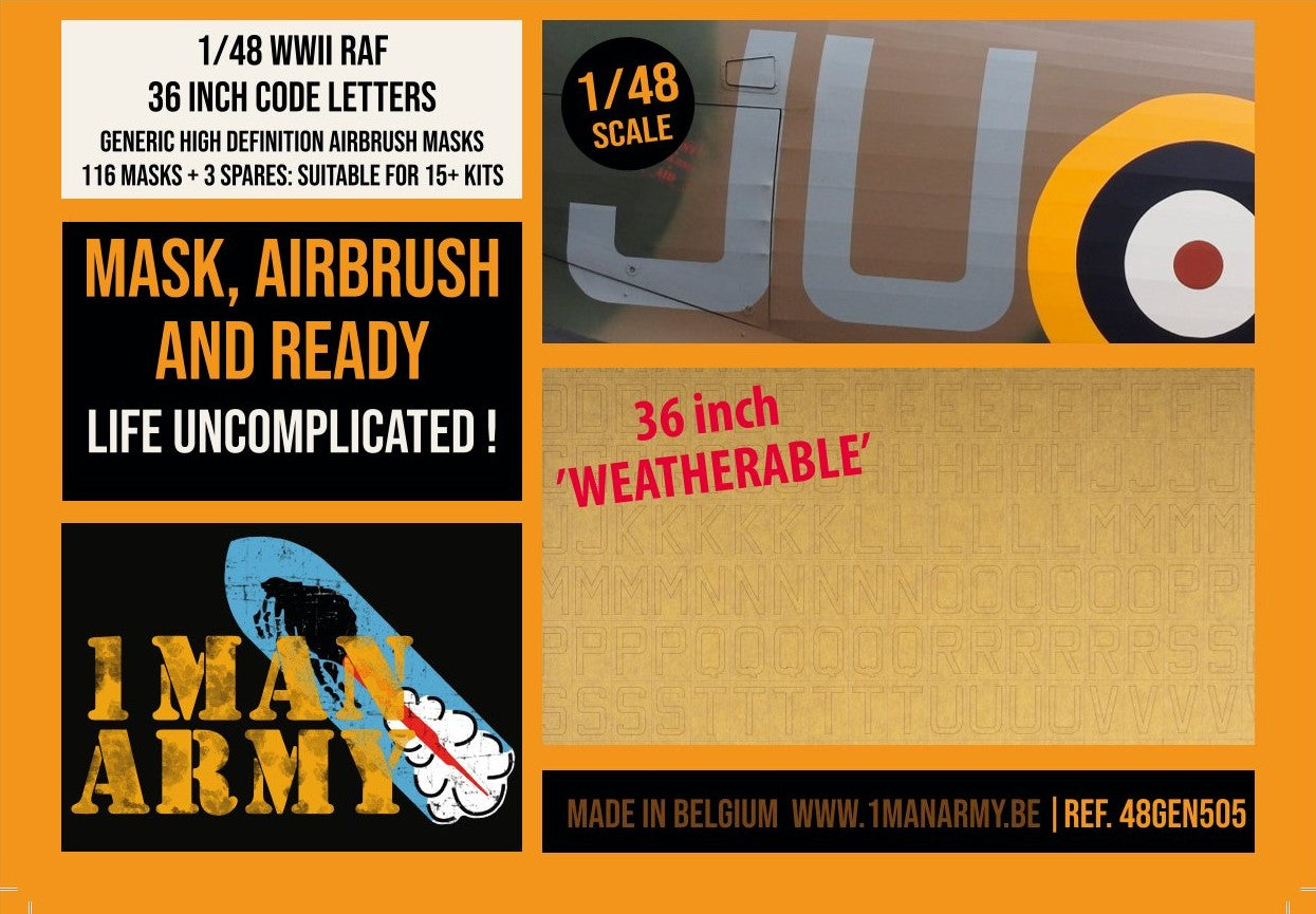 1ManArmy 1/48 RAF CODE LETTERS 36 Inch Generic Set