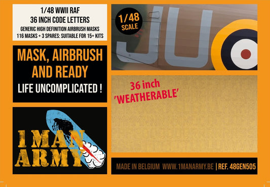 1ManArmy 1/48 RAF CODE LETTERS 36 Inch Generic Set