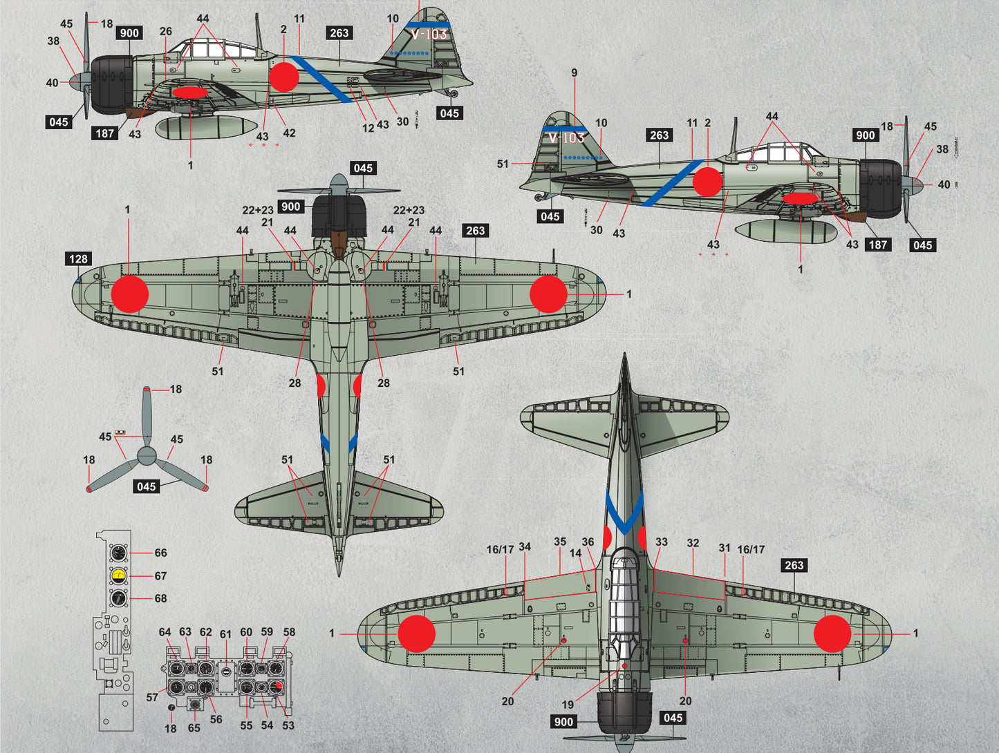 Border Model 1/35 A6M2 Zero Fighter w/ Interior of the Engine and Weapons (Okinawa 1945)