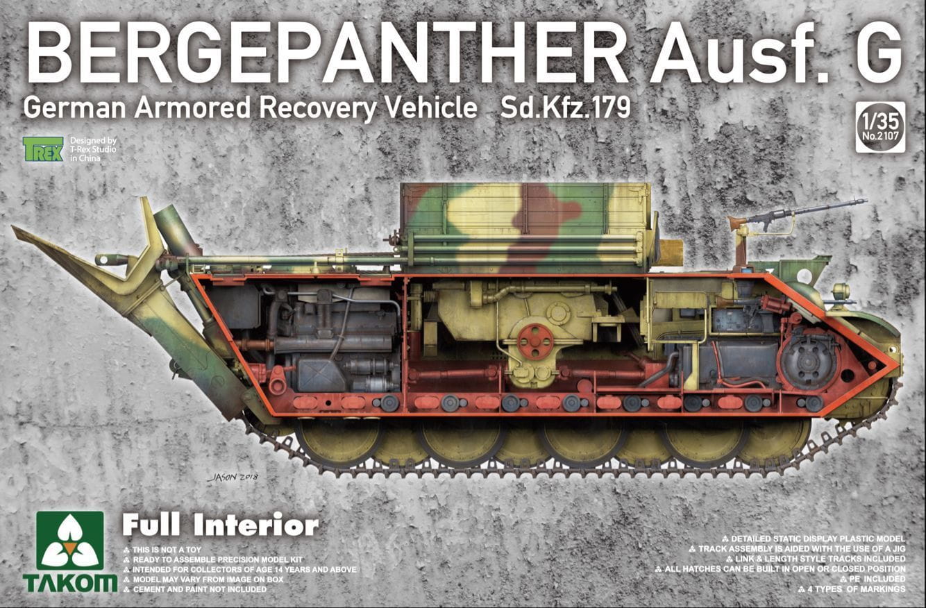 Takom 1/35 Bergepanther Ausf.G German Armored Recovery Vehicle Sd.Kfz.179 w/ full interior kit