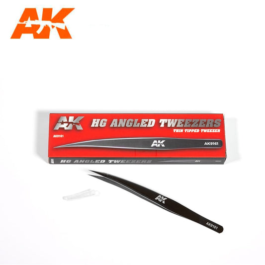 AK Interactive HG Angled Tweezers 01 Thin-Tipped