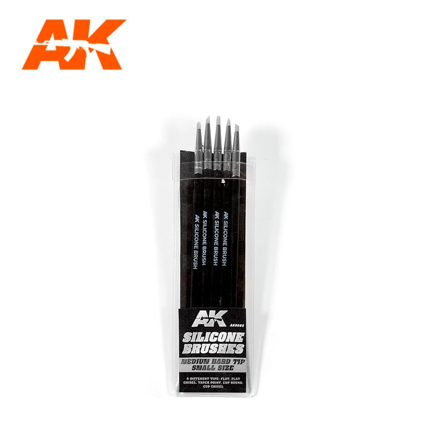 AK Interactive Silicone Brushes Medium Hard Tip Small - 5Pk