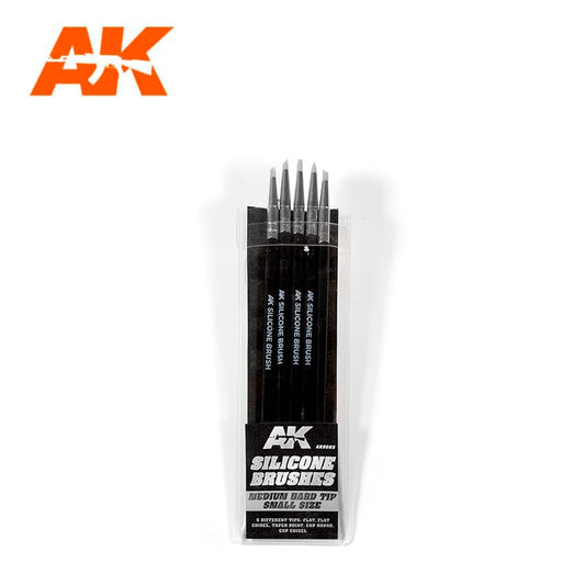 AK Interactive Silicone Brushes Medium Hard Tip  Small - 5Pk