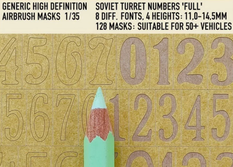 1ManArmy 1/35 Soviet Turret Numbers Full 11 to 14 5 Airbrush Paint Masks