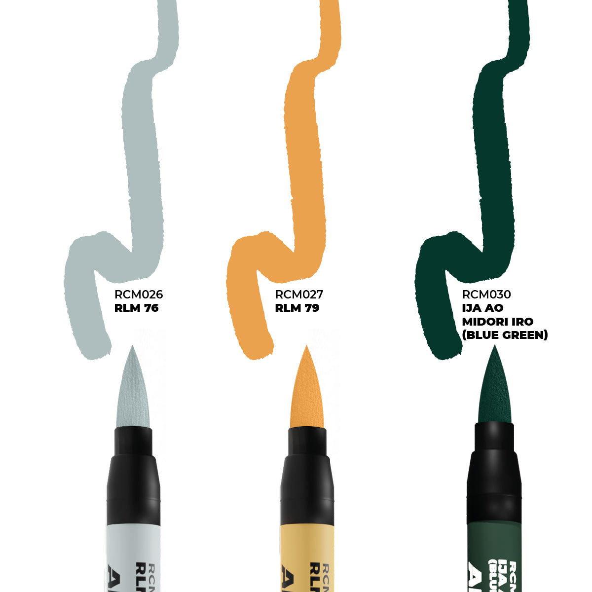 AK Interactive Real Colors Markers: WWII Axis Aircraft Squiggle Camouflage Colors Set