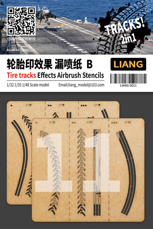 Liang Model - Tire Tracks Effects Airbrush Stencils B