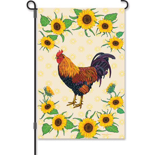 Sunflower Rooster Garden Flag