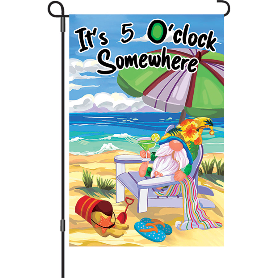 Beach Gnome Garden Flag