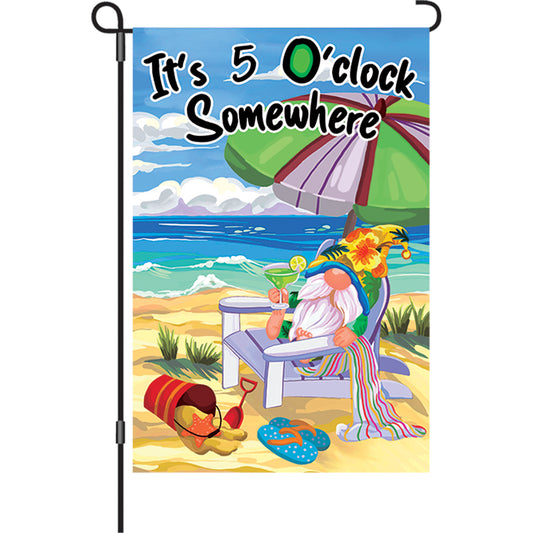 Beach Gnome Garden Flag