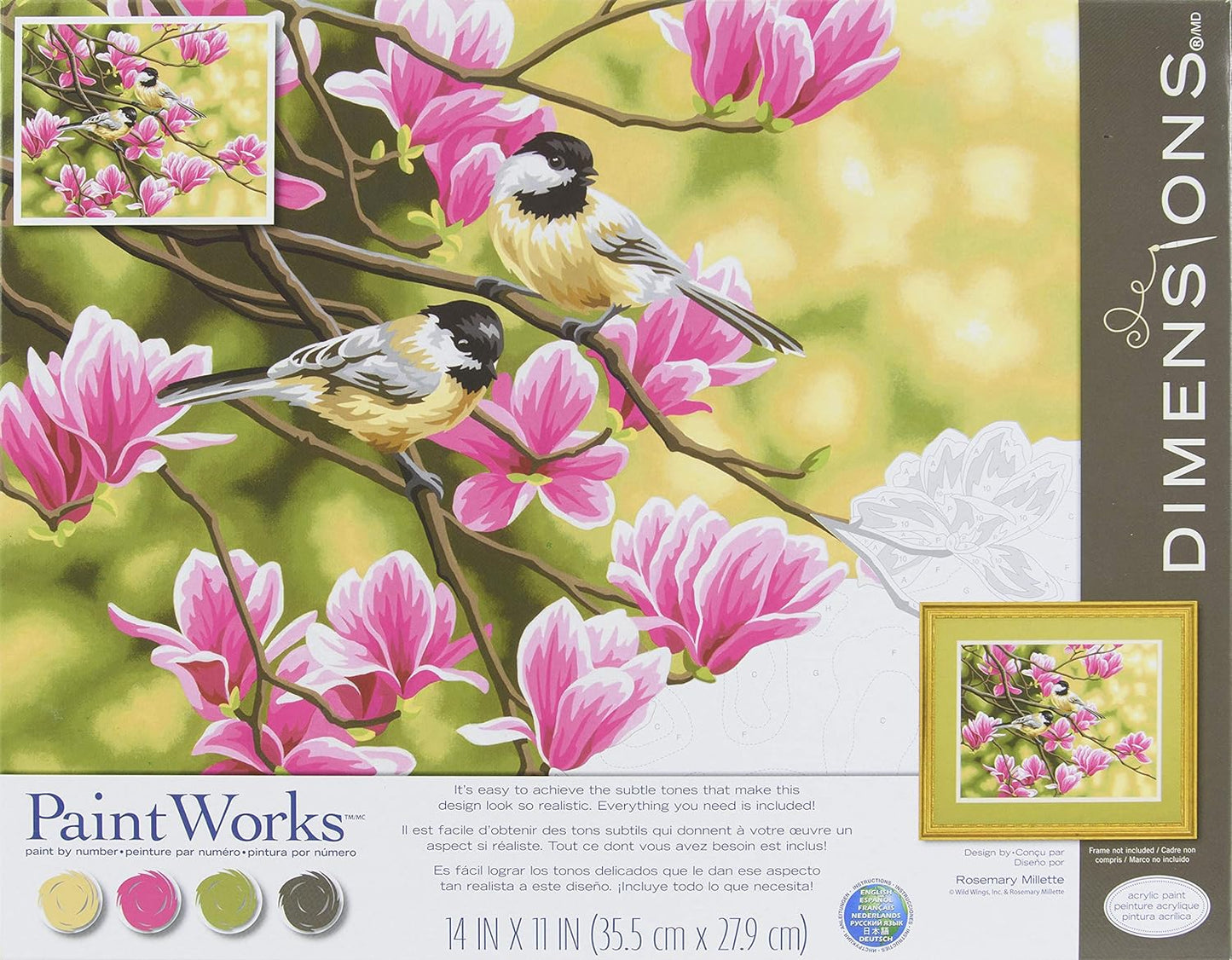 Chickadees & Magnolias Paint by Number (14"x11")