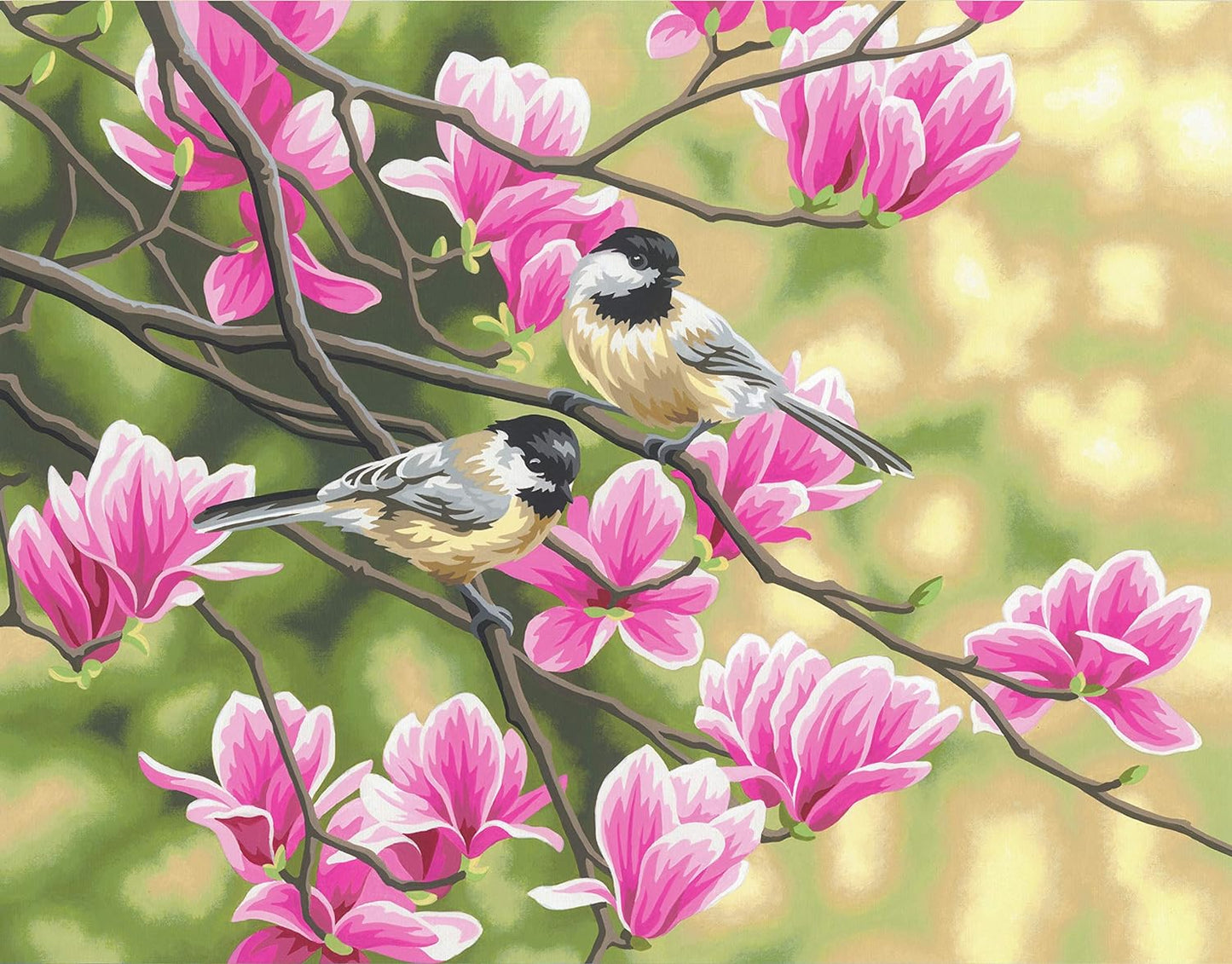 Chickadees & Magnolias Paint by Number (14"x11")