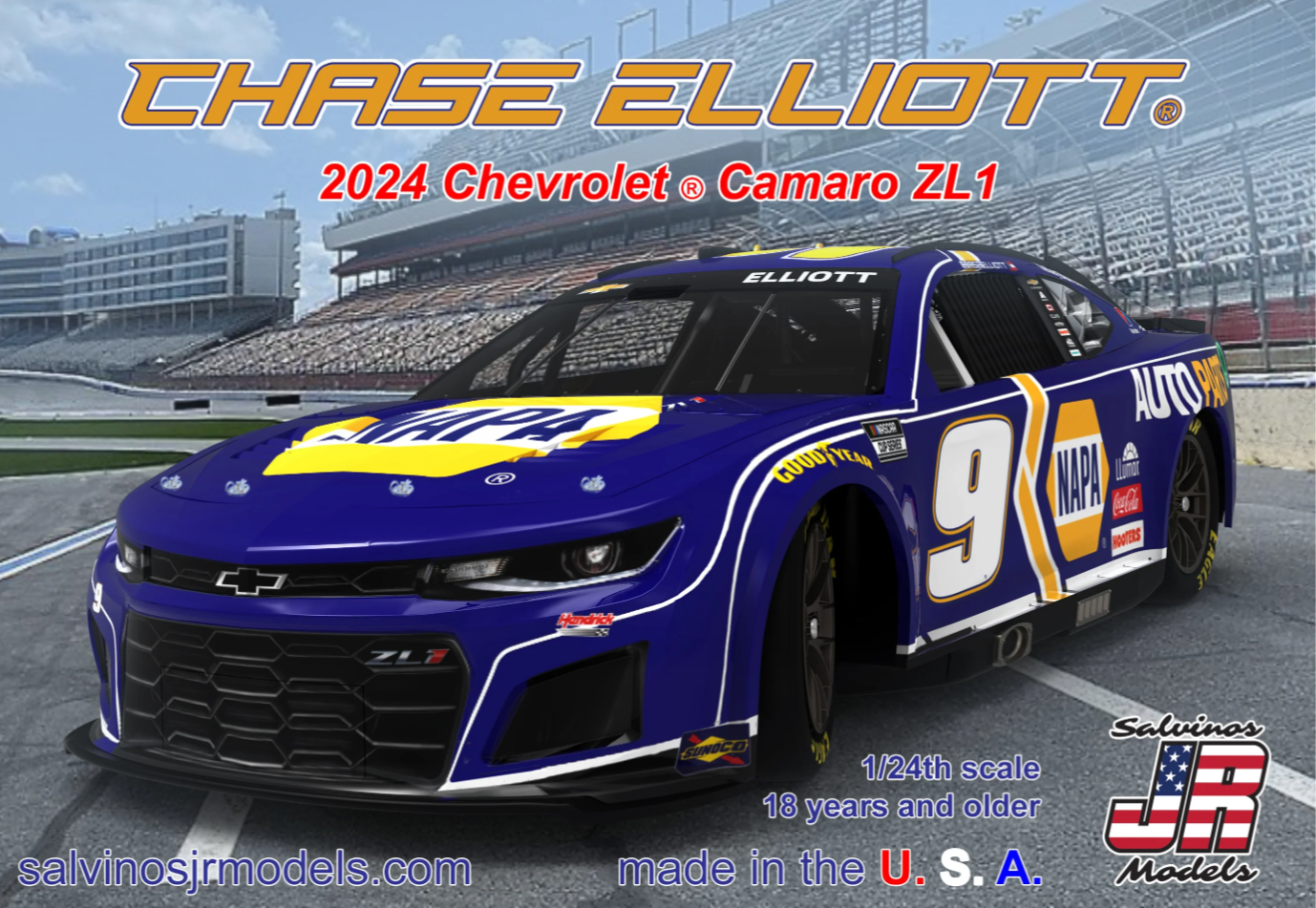 Action Racing Chase Elliott 2026 #9 Kelley Blue Book 1:24 Regular Paint Die-Cast Chevrolet Camaro ZL1 at Hamilton Place in Chattanooga, TN Action Racing Chase Elliott 2026 #9 Kelley Blue Book 1:24 Regular Paint Die-Cast Chevrolet Camaro ZL1 at Hamilton Place in Chattanooga, TN