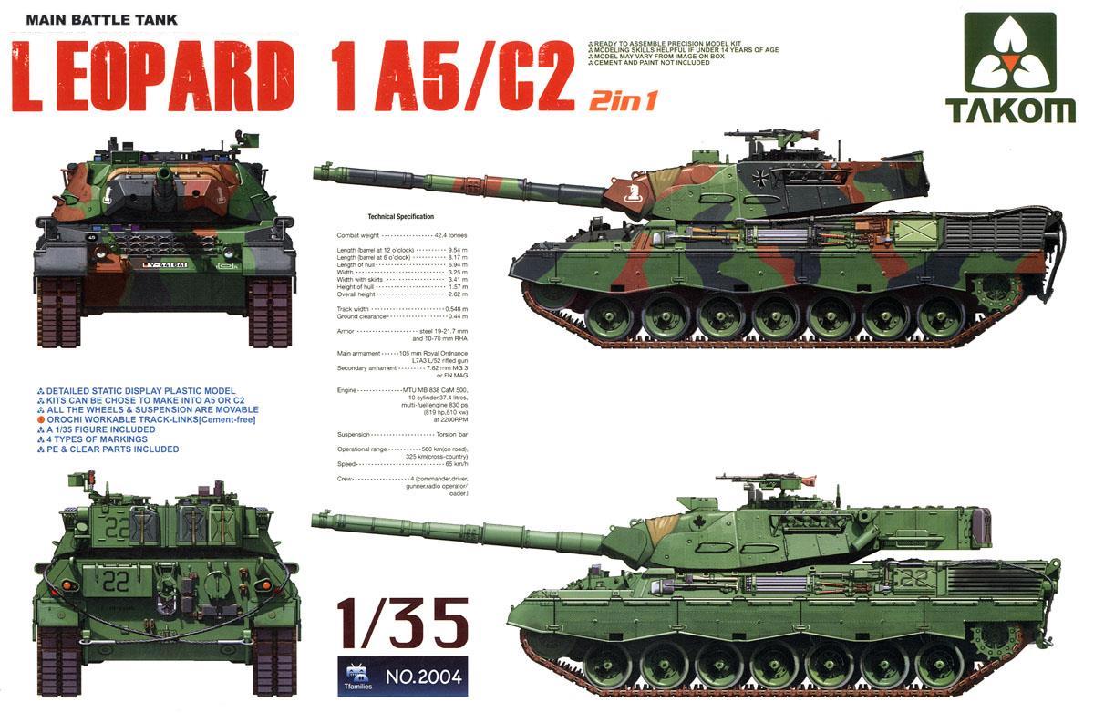 Takom 1/35 Main Battle Tank Leopard 1 A5/C2 (2 in 1)