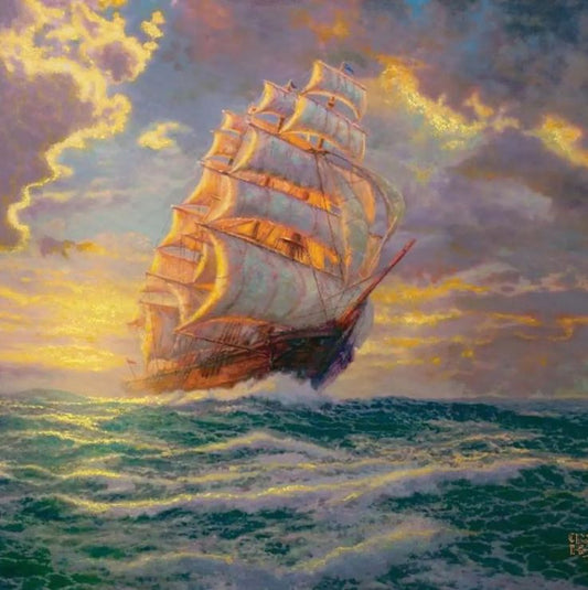 Courageous Voyage Sailing Ship Paint by Number (12"x12")