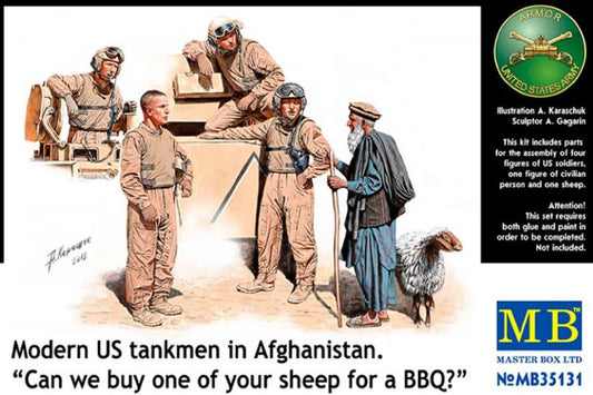 MASTER BOX 1/35 Modern US tankmen in Afghanistan. Can we buy one of your sheep for a BBQ?