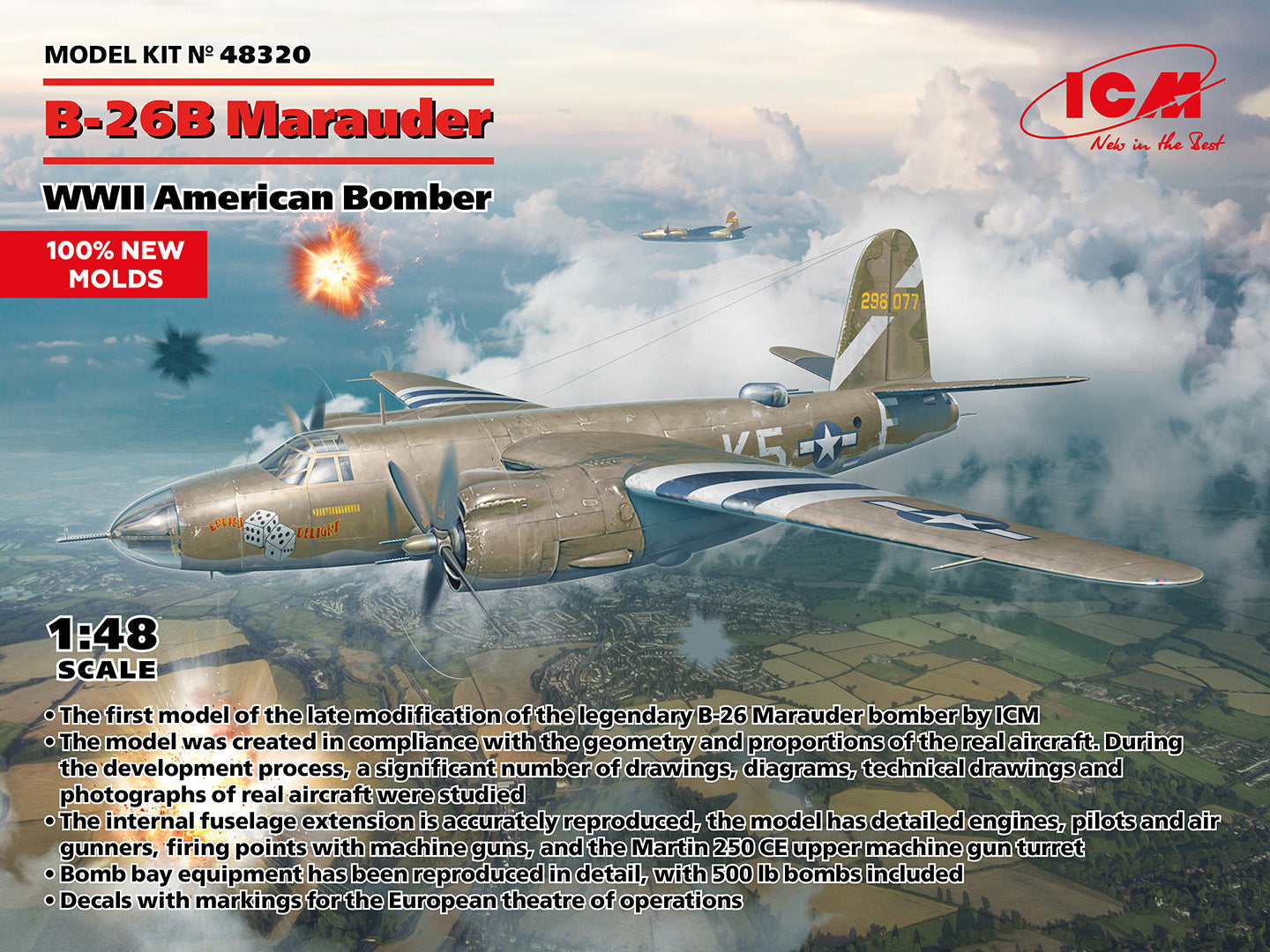 ICM 1/48 B-26B Marauder  WWII American Bomber (100% new molds)