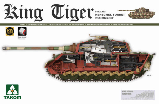 Takom 1/35 WWII German Heavy Tank Sd.Kfz.182 King Tiger Henschel Turret w/Zimmerit and Interior