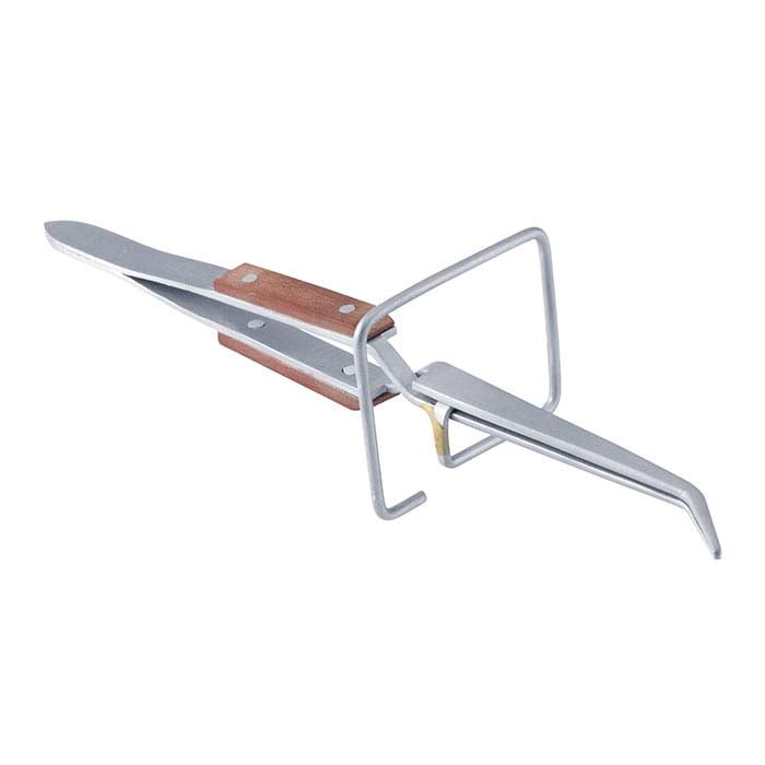 Fibergrip Curved Auto-close Tweezers with stand