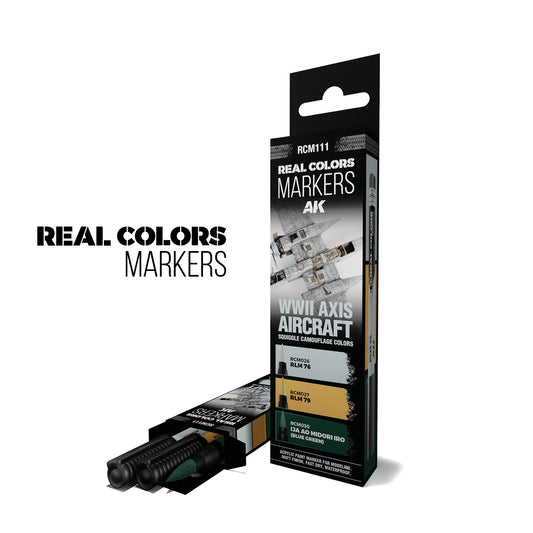 AK Interactive Real Colors Markers: WWII Axis Aircraft Squiggle Camouflage Colors Set