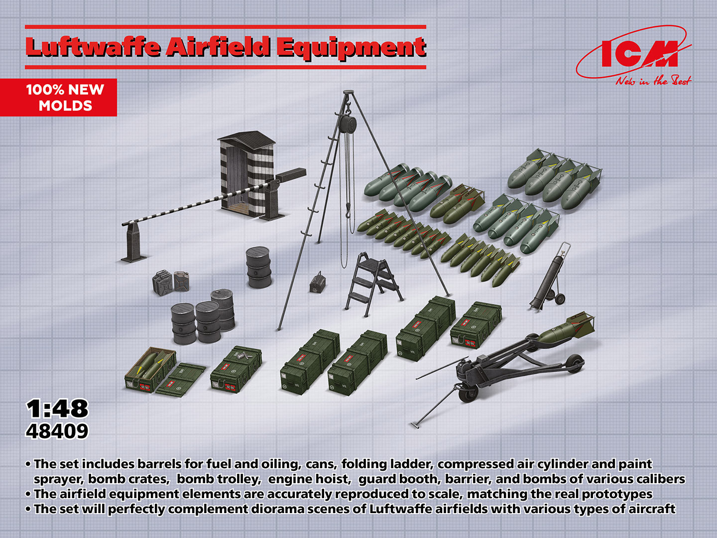 ICM 1/48 Luftwaffe Airfield Equipment (100% New Molds)