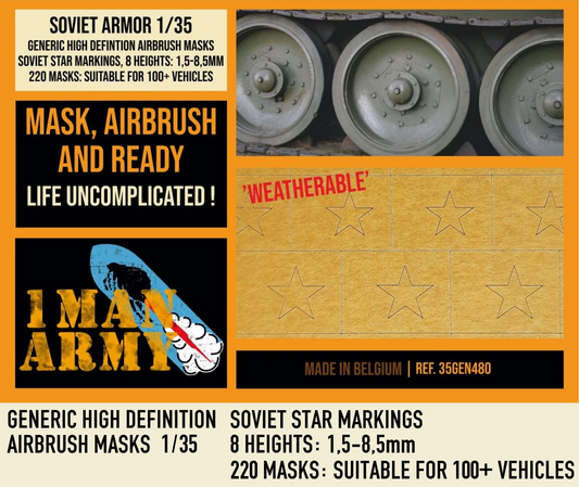 1ManArmy 1/35 Soviet Stars Full Airbrush Paint Masks