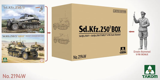 Takom 1/35 Sd.Kfz.250² Box Sd.Kfz.250/1+Sd.Kfz.250/3"GREIF"+1/16 Erwin Rommel (Limited edition)