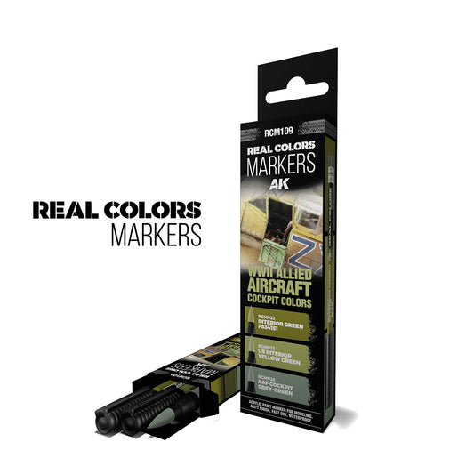 AK Interactive Real Colors Markers: WWII Allied Aircraft Cockpit Colors Set