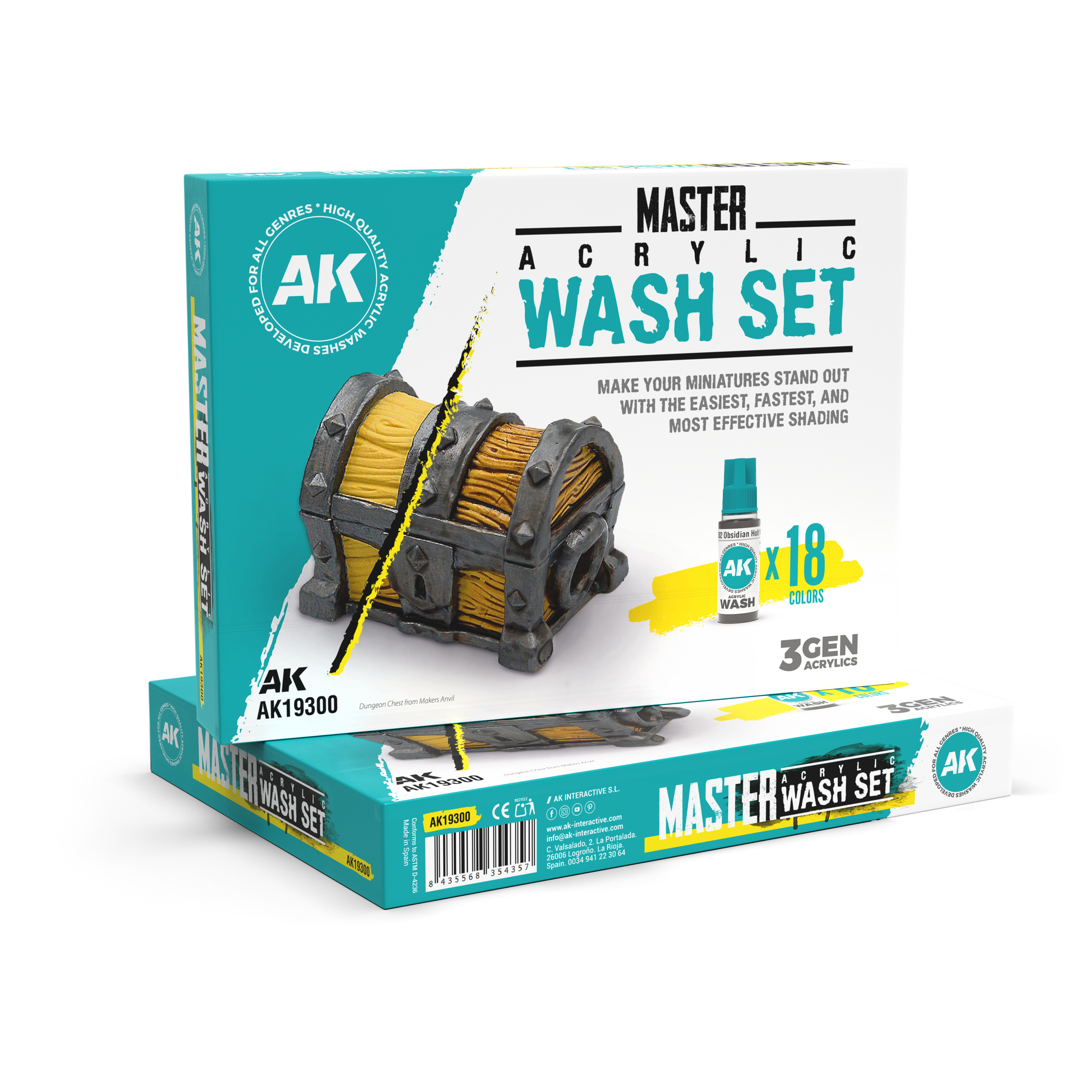 AK Interactive Master Acrylic Wash Set – Full Range (18 Colors)