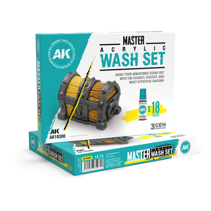 AK Interactive Master Acrylic Wash Set – Full Range (18 Colors)