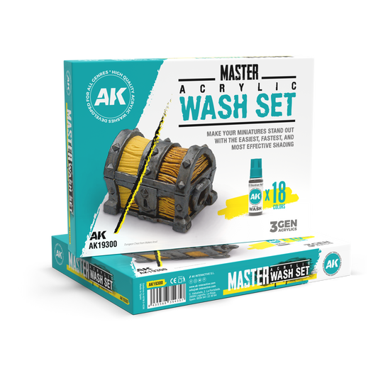 AK Interactive Master Acrylic Wash Set – Full Range (18 Colors)