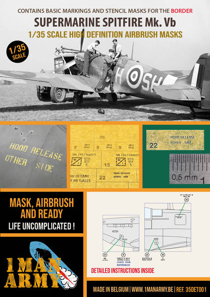 1ManArmy 1/35 Supermarine Spitfire Mk. Vb High Definition Mask for Border