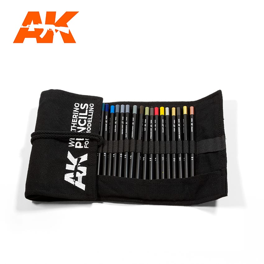 AK Interactive Weathering Pencil Full Range (37 Colors) with Cloth Case