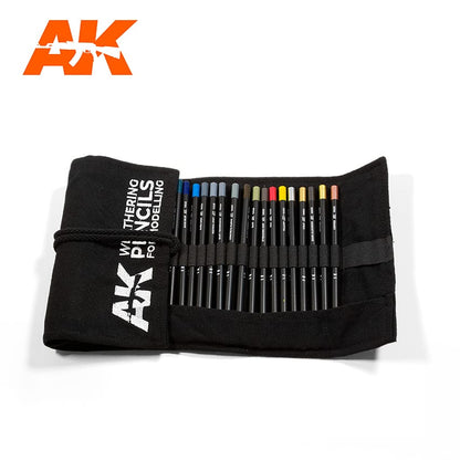 AK Interactive Weathering Pencil Full Range (37 Colors) with Cloth Case