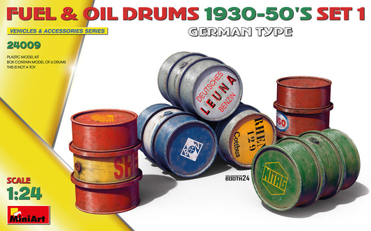 MiniArt 1/24 Fuel & Oil Drums 1930-50 Set 1. German Type