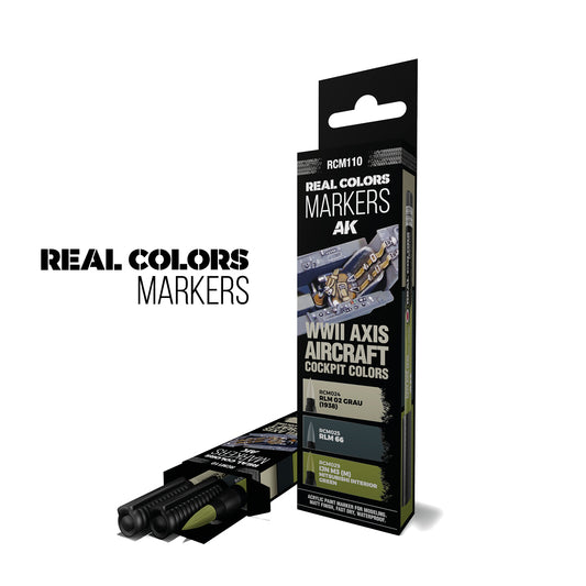 AK Interactive Real Colors Markers: WWII Axis Aircraft Cockpit Colors Set