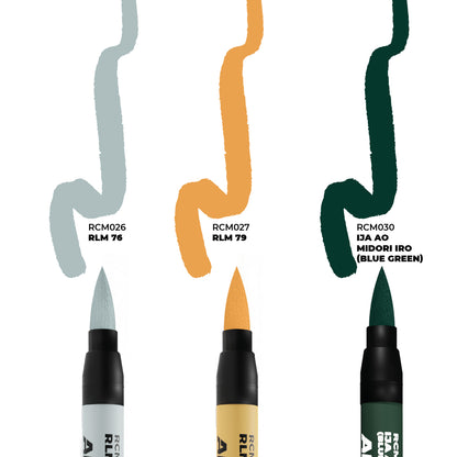 AK Interactive Real Colors Markers: WWII Axis Aircraft Squiggle Camouflage Colors Set