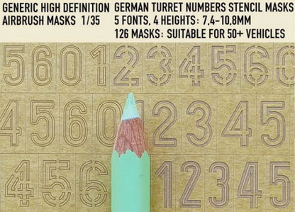 1ManArmy 1/35 German Turret Numbers Stencil 7,4 to 10,8 Airbrush Paint Masks