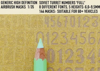 1ManArmy 1/35 Soviet Turret Numbers Full 6 to 9.5 Airbrush Paint Masks
