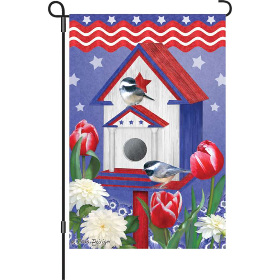 Patriotic Birdhouse Garden Flag