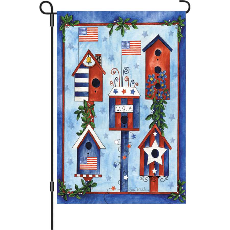 Red, White, & Blue Birdhouses Garden Flag