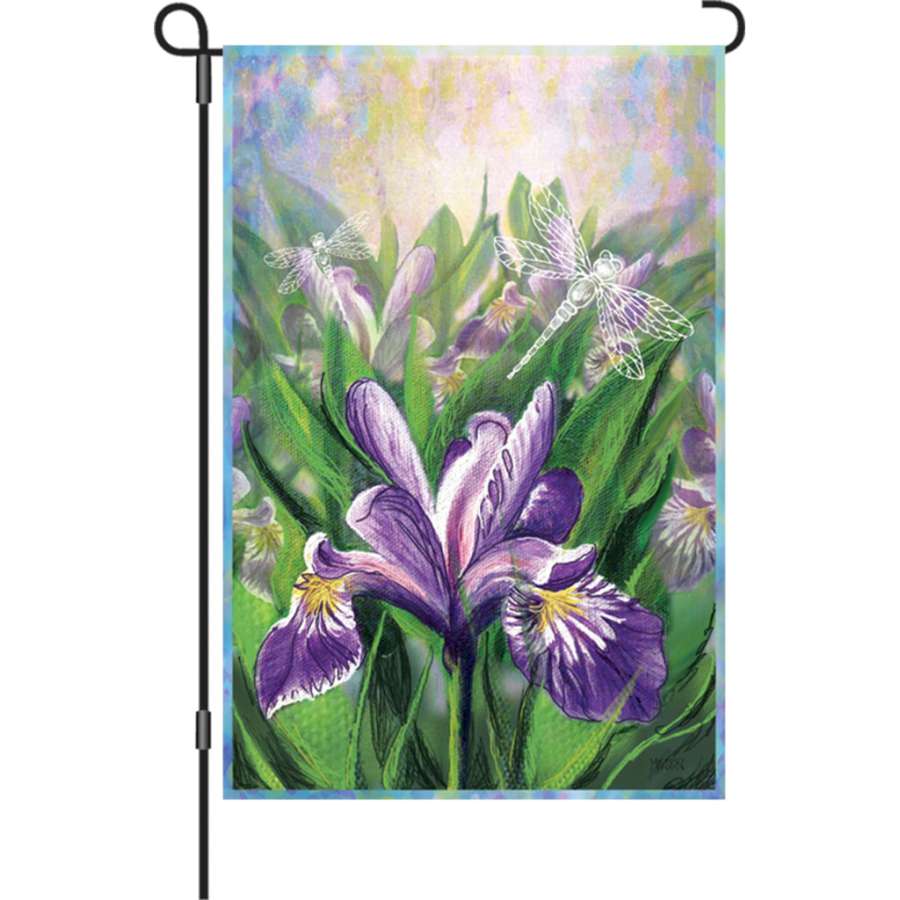 Blue Iris Garden Flag