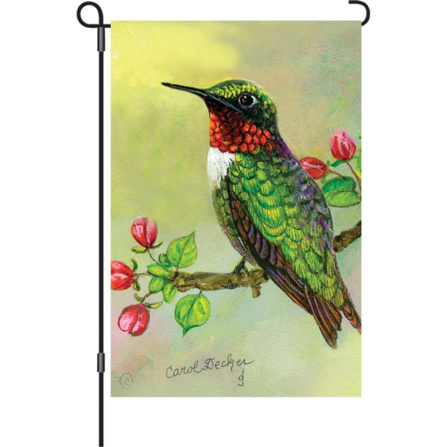 Hummingbird and Apple Buds Garden Flag