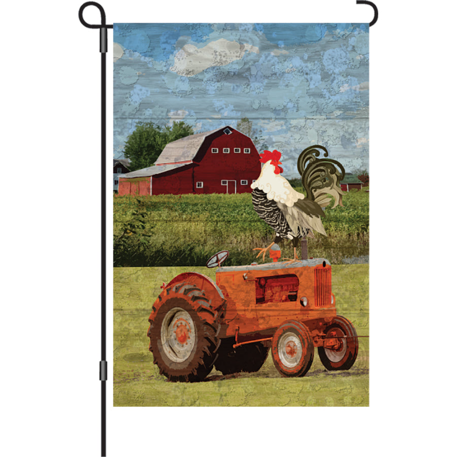 Farmers Market Rooster Garden Flag