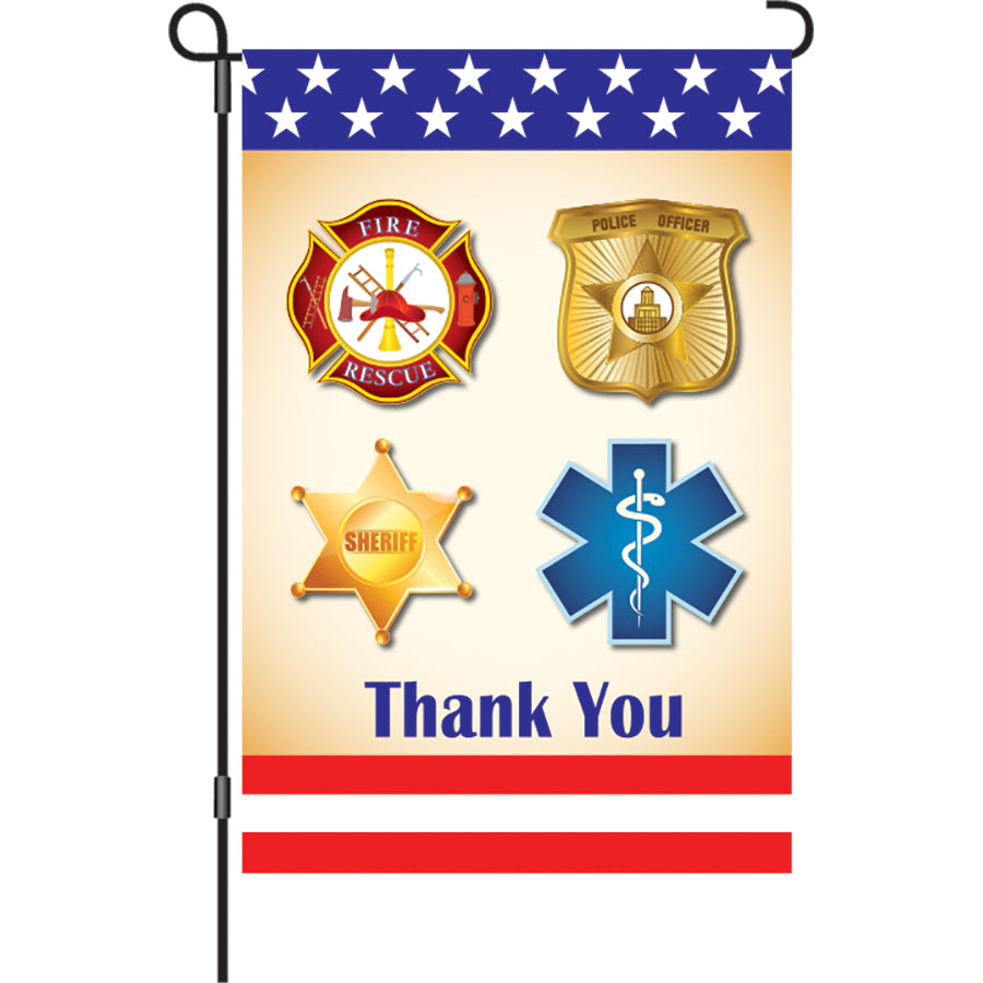 Thank You First Responders Garden Flag