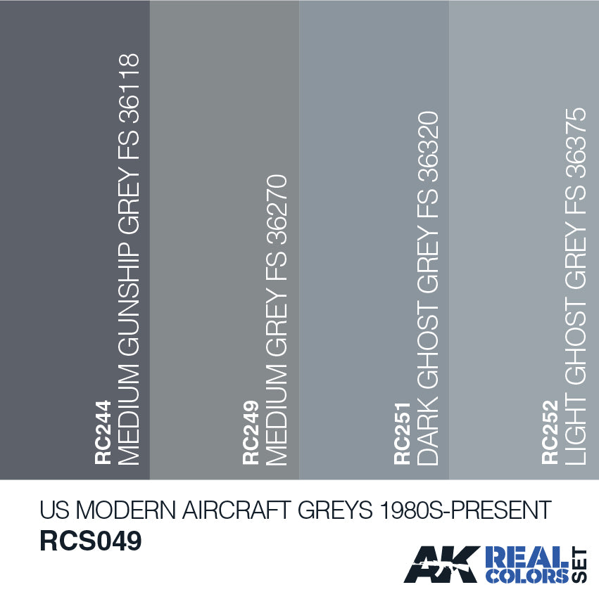 AK Interactive Real Colors Us Modern Aircraft Greys 1980s - Present