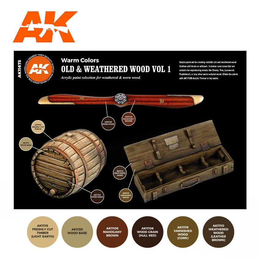 AK Interactive 3G Old & Weathered Wood Vol.1