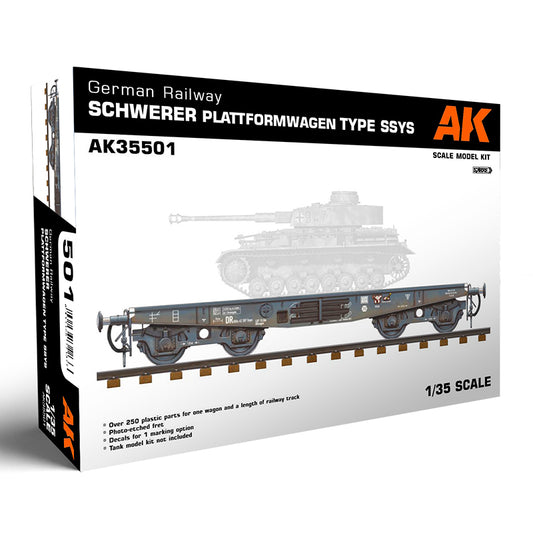 AK Interactive 1/35 German Railway Schwerer Plattformwagen Type SSys